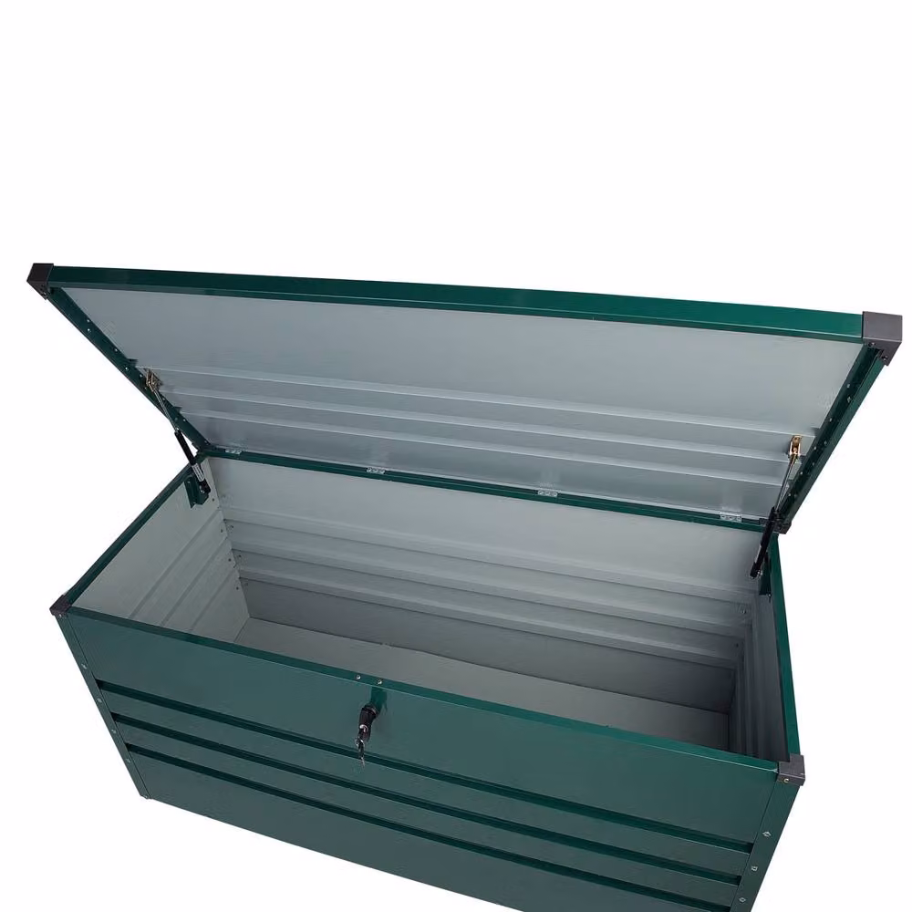 Wyld and Coco 400L Lockable Outdoor Storage Box in Green Galvanised Steel – 4