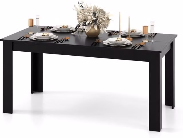 Costway Modern Black Extendable Rectangular Wood Dining Table for 8 Adults