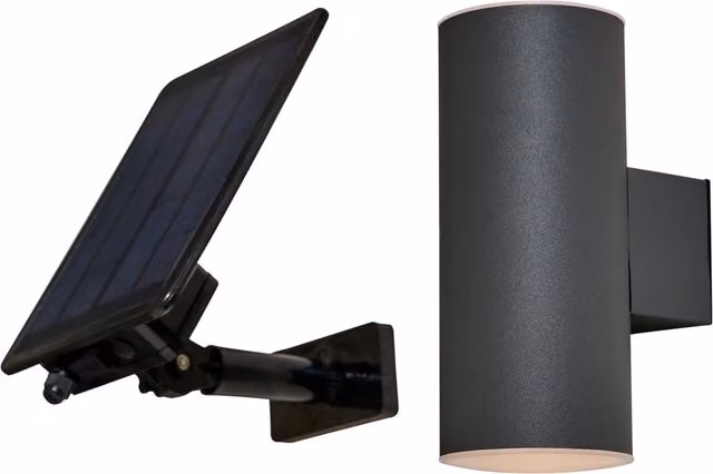 Litecraft Bao Solar LED Outdoor Up and Down Wall Light, Black