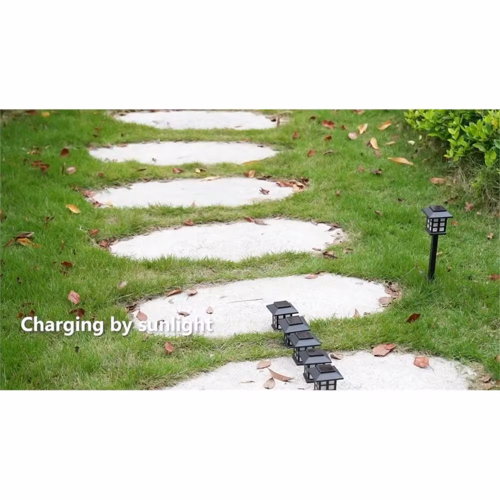 VOGREX 6 Pack Solar LED Garden Path Lights in Black with Cool White Illumination – 5