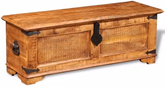 Berkfield Home Rustic Rough Mango Wood Storage Chest in Brown