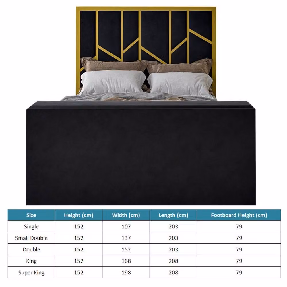 KDMD Aldingbourne Luxe Super King Upholstered Television Bed Frame in Gold and Black Velvet – 5