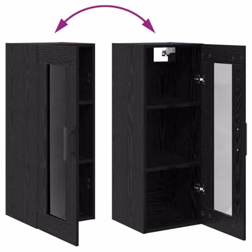 vidaXL Modern Tall Unit in Black with Wood and Metal Finish, W/D/H: 34.5 x 34.0 x 180.0 cm – 4