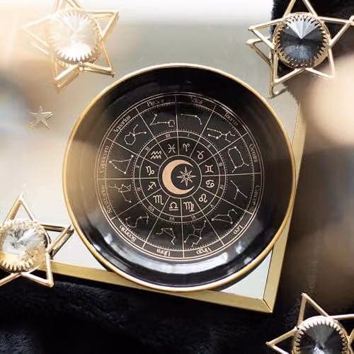 Something Different Wholesale Black and Gold Astrology Wheel Ceramic Trinket Dish – 3