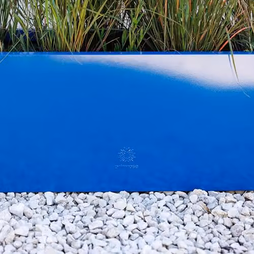 Primrose Blue Galvanised Steel Trough Patio Planter with Drainage Hole W: 75 cm, D: 30 cm, H: 30 cm – 3
