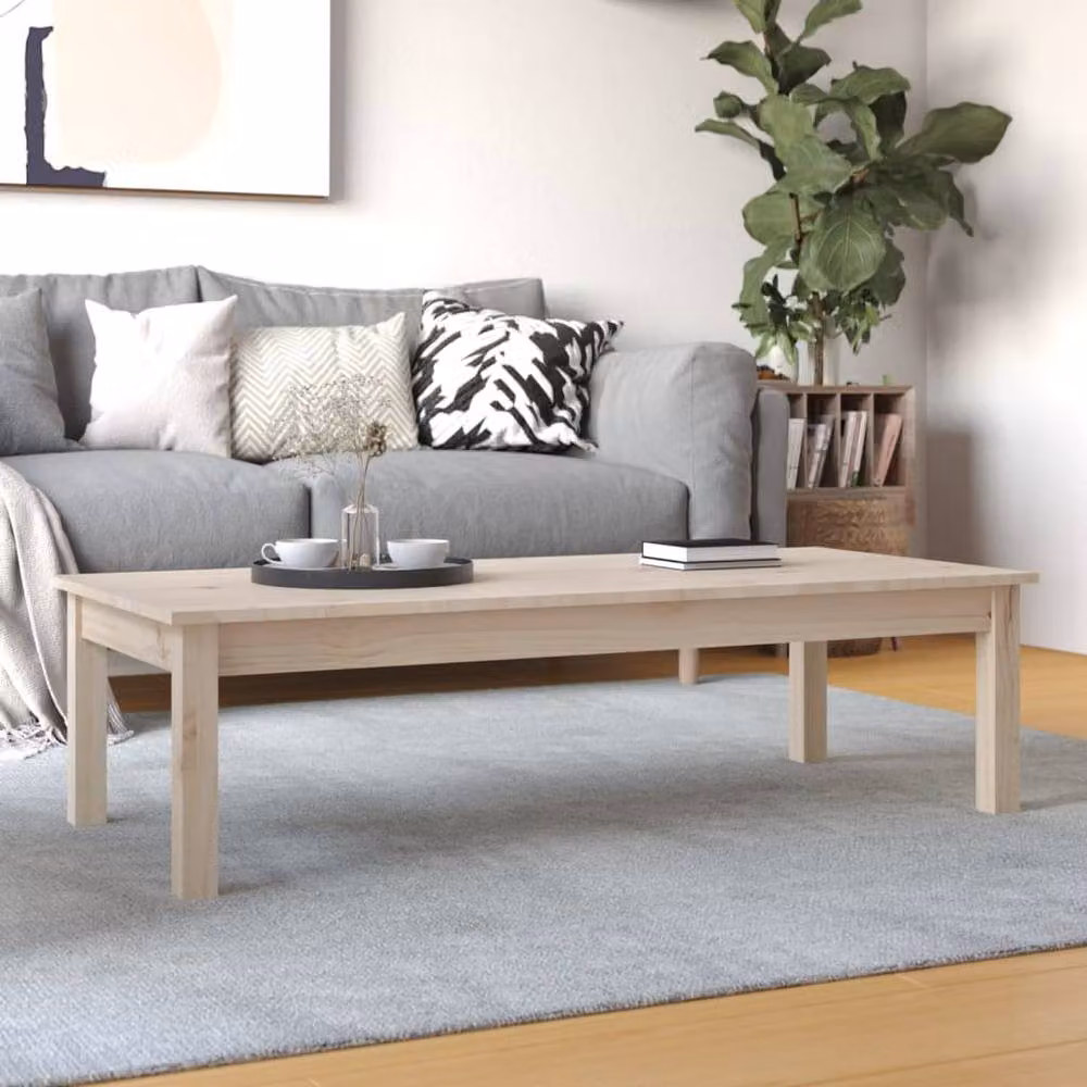 Berkfield Home Beautiful Rectangular Coffee Table in Light Tan Solid Pine, W/D/H: 110 x 50 x 30 cm – 2