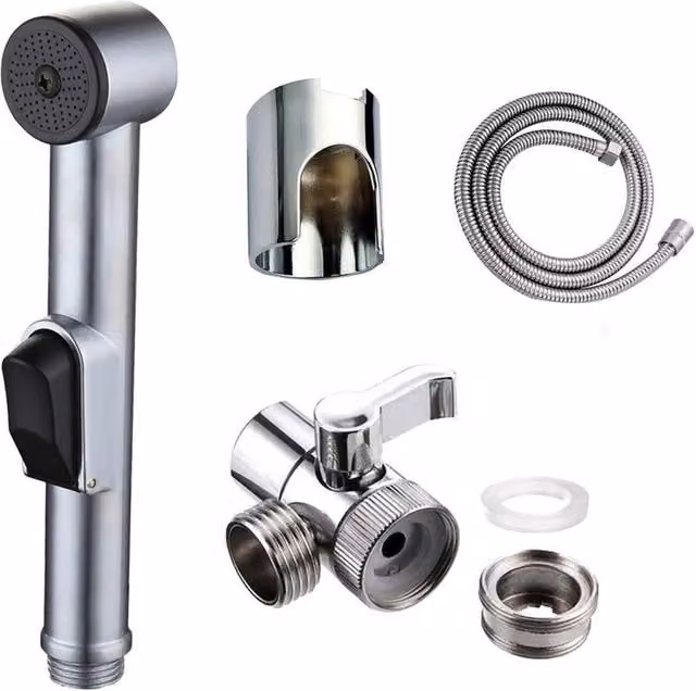 PAWNORA Silver Chrome Hand Held Toilet Shower Head