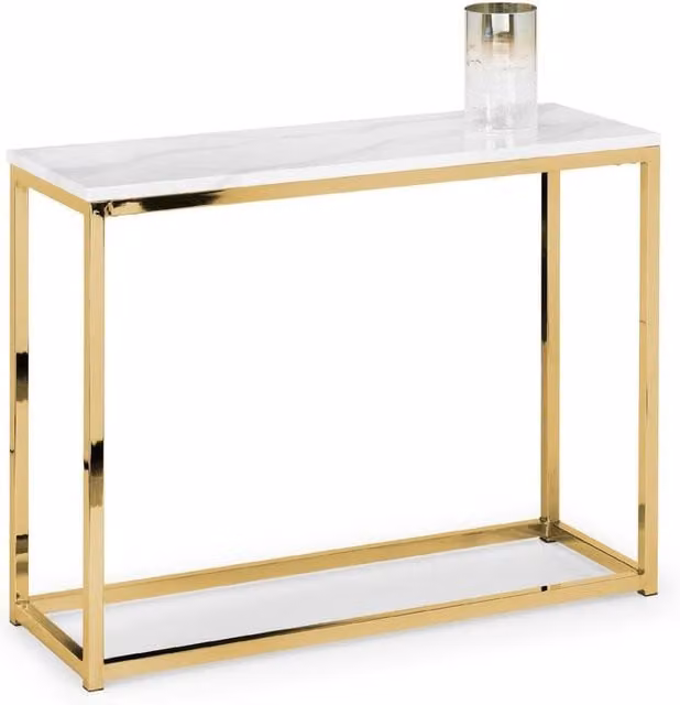Cheshire Valenza Console Table in White Marble and Gold, W: 100.0 cm, D: 75.0 cm, H: 2.0 cm – 1