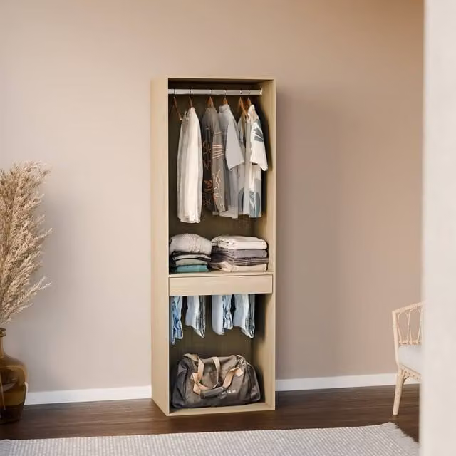 sweeek Modular Open Wardrobe Rail Unit in Light Brown, H 180 x W 60 x D 45 cm – 1