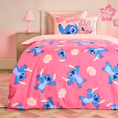 OHS Stitch Pink Cotton Blend Bedding Set with Duvet Cover and Pillowcase, W/D/H: 135 x 200 cm