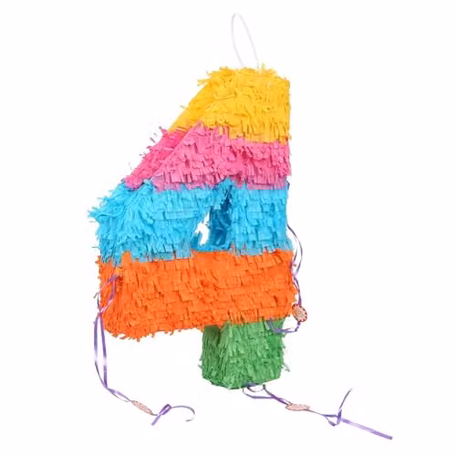 Fax Potato Number 4 Pop-Out Piñata, Multicolour, W: 35 cm, D: 7.5 cm, H: 50 cm – 2