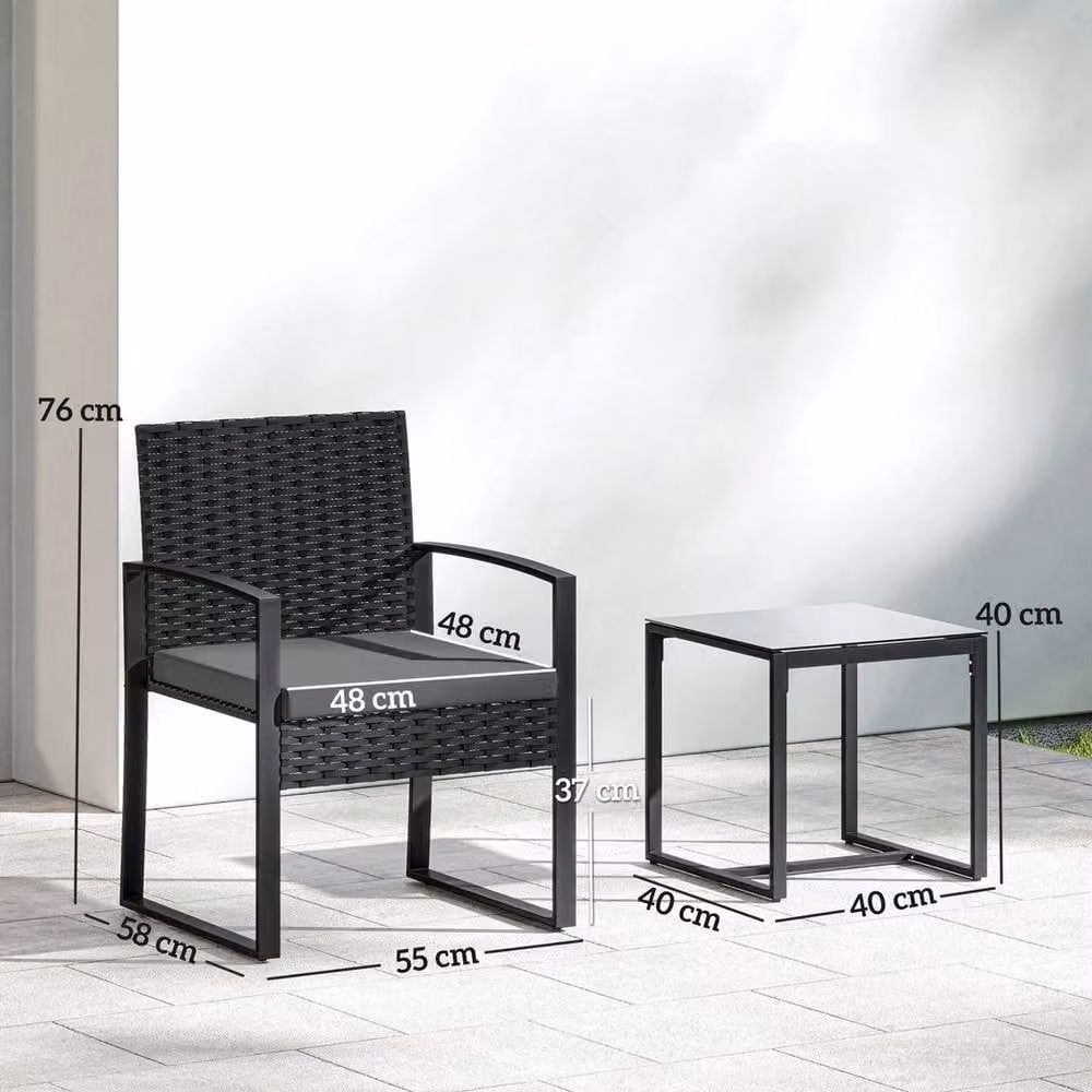NESTLUNE 3 Piece Bistro Set Garden Furniture in Black – 2