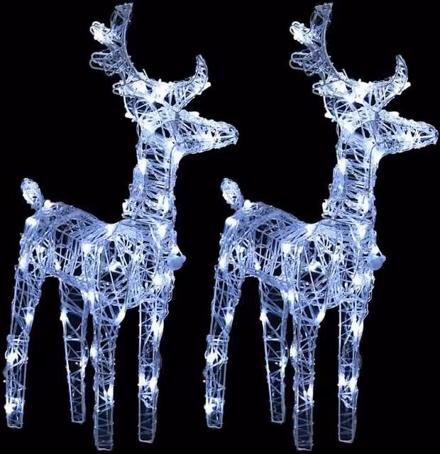 Berkfield Home Beautiful Christmas Reindeer Set of 2, Cool White 80 LEDs, Acrylic