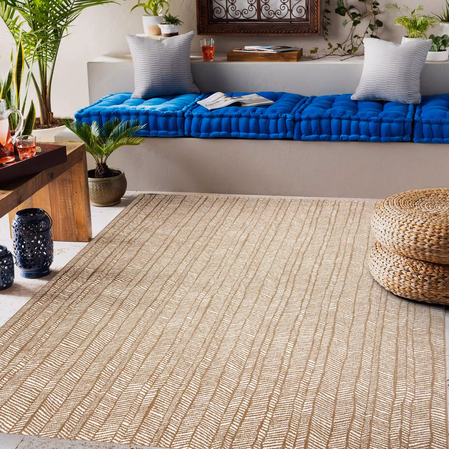 RugsX Flat Weave Beige Polypropylene Rectangular Rug, W: 80 cm, L: 150 cm – 2