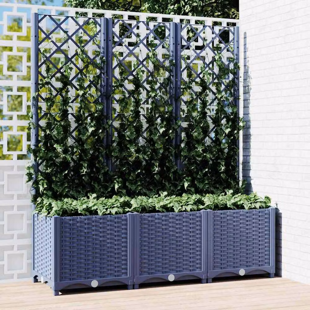 Berkfield Home Garden Planter with Trellis, Dark Grey, W/D/H: 120 x 40 x 136 cm – 2