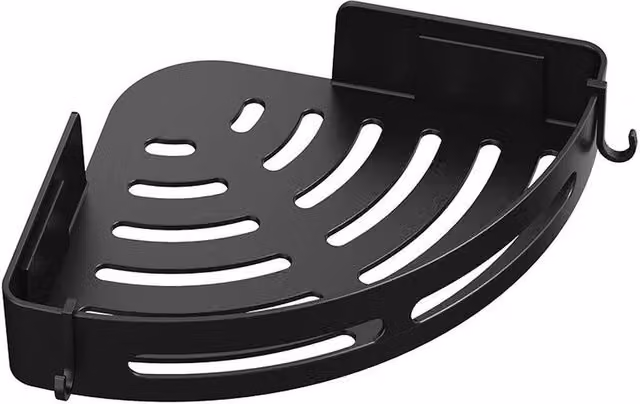 Ventryn 3-Piece Adhesive Metal Shower Caddy Shampoo Holder in Black – 1