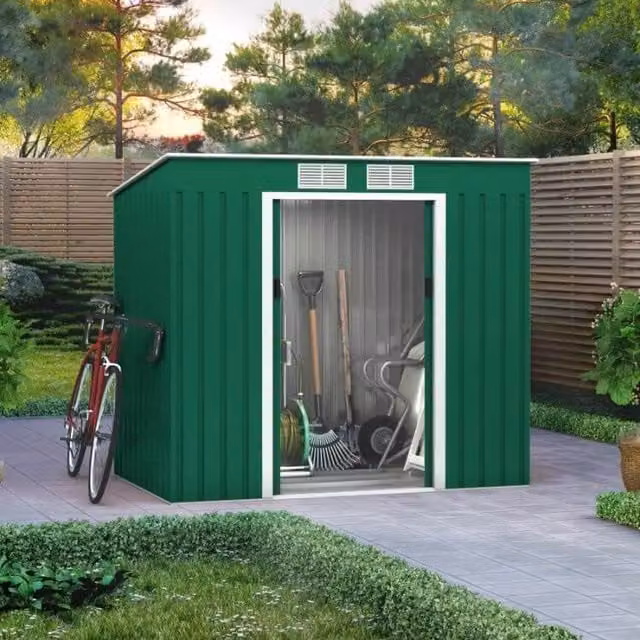 BillyOh Cargo Pent Metal Shed with Foundation Kit in Green