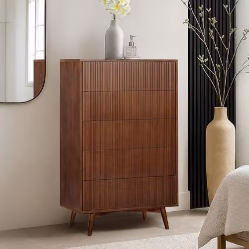 Teamson Home Tremolo Walnut Bedroom Dresser Chest of Drawers, W: 127 cm, H: 76.2 cm, D: 45.7 cm – 7