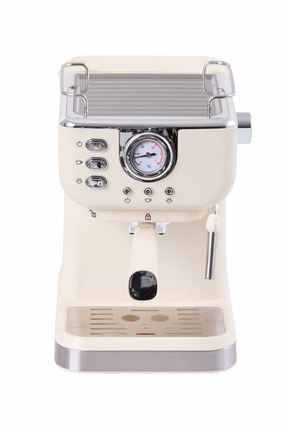 ExtraStar Retro Espresso Machine with 20 Bar Pressure and Milk Frother in Beige – 2