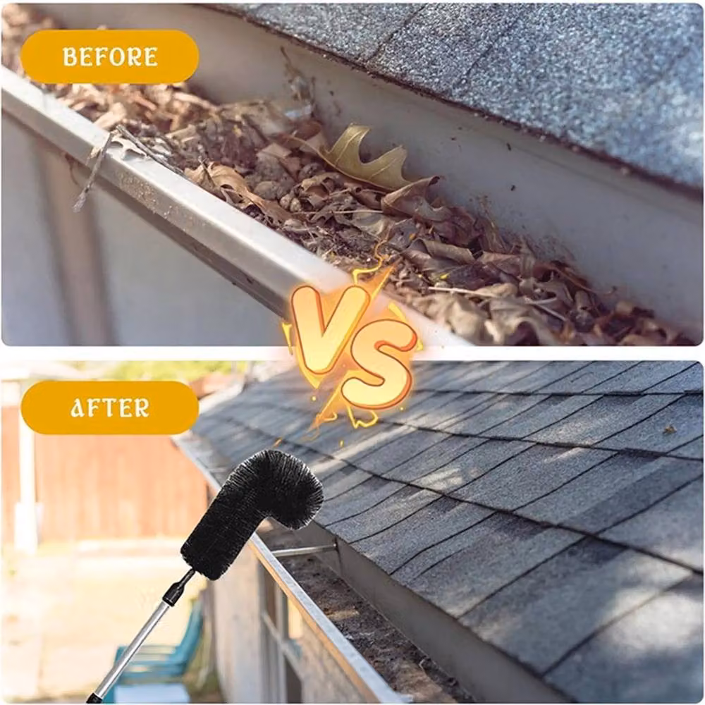KORVIXA Adjustable Stainless Steel Gutter Cleaner and Brush with Telescopic Handle – 3
