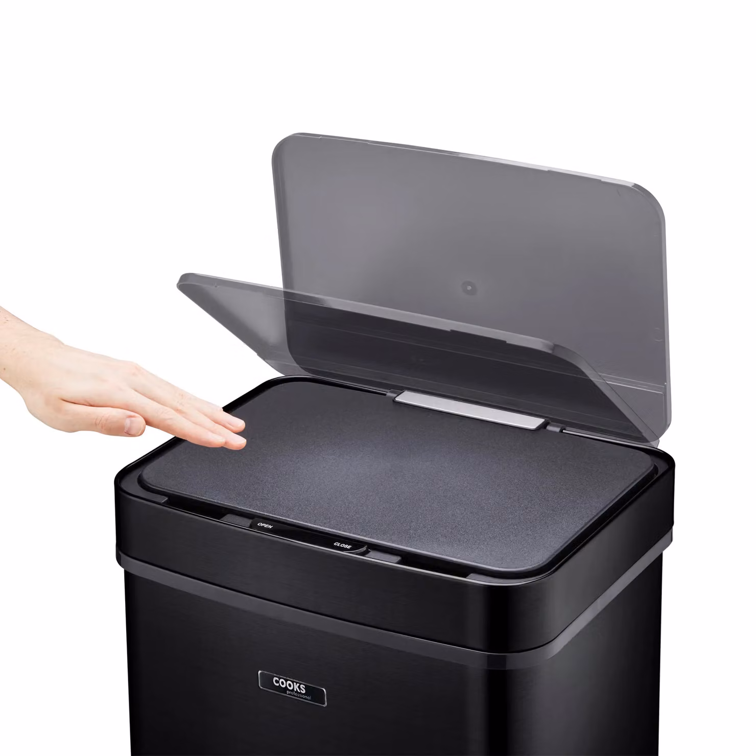 Cooks Professional 75L Recycling Sensor Bin with Dual Compartments and Food Caddy in Black – 6