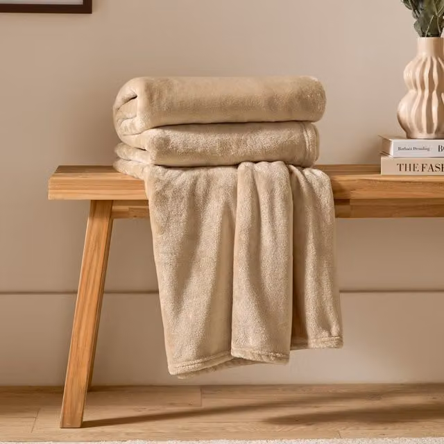 Furn Harrow Fleece Throw in Beige, W/D/H: 140 x 180 cm