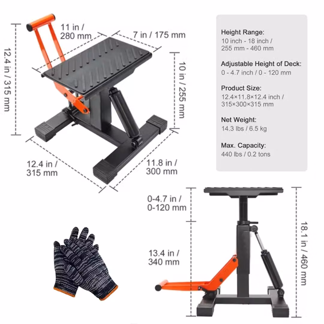 SPETLEK Adjustable Motocross Hydraulic Lift Stand for Dirt Bikes, Black Steel – 2