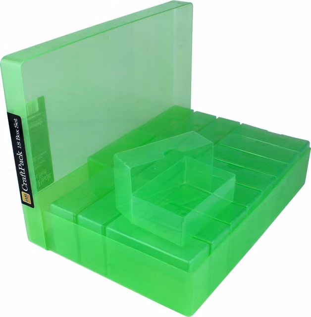WestonBoxes Multi-Pack of 18 Solid Green Transparent Acrylic Plastic Craft Boxes