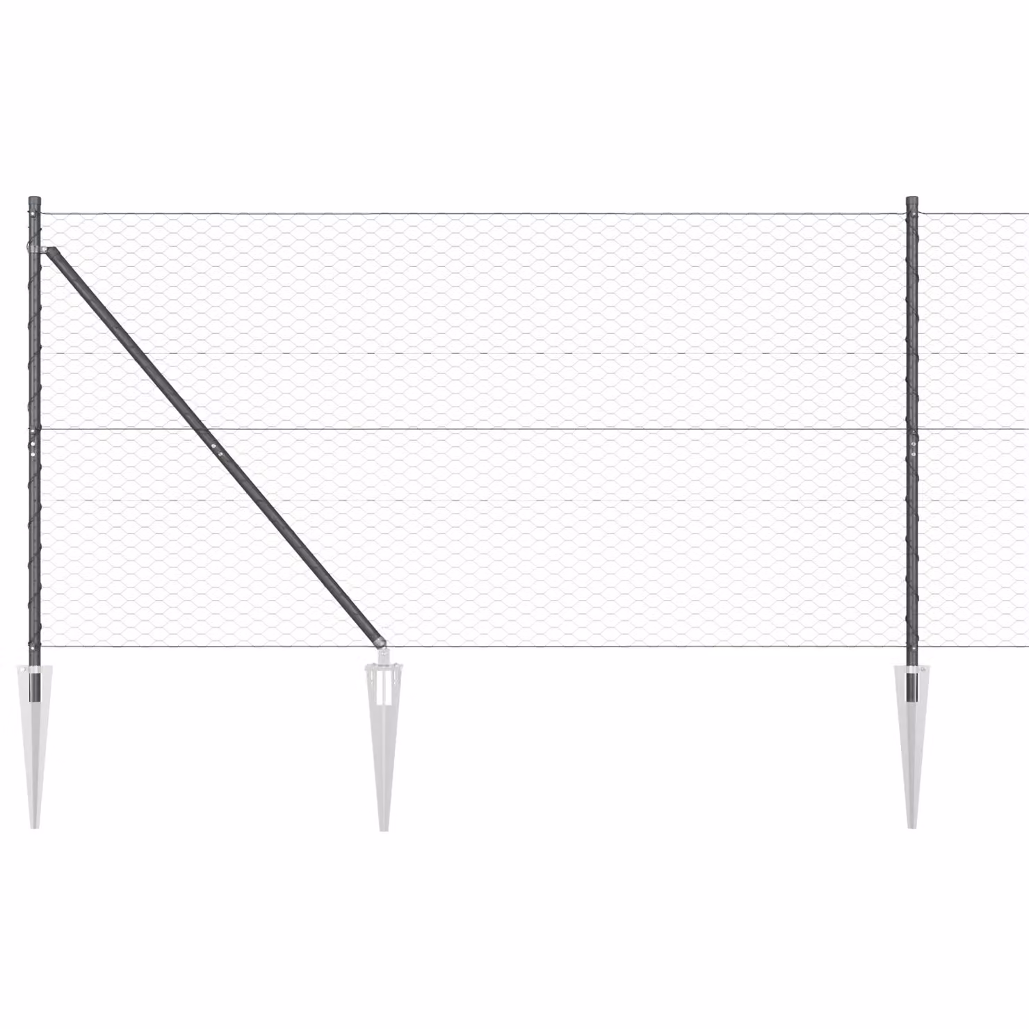 Berkfield Home Grey Steel Hexagon In-Ground Fence, H: 140 cm, W: 25 m – 2
