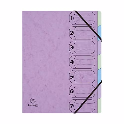 Exacompta HARMONIKA Aquarel A4 Collection Folder with 7 Compartments and Elastic Bands, Random Colours, W: 24.5 cm, H: 32 cm – 1