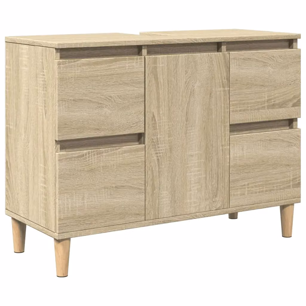 Berkfield Home Sonoma Oak Sink Cabinet in Brown, W/D/H: 80 x 33 x 60 cm – 2