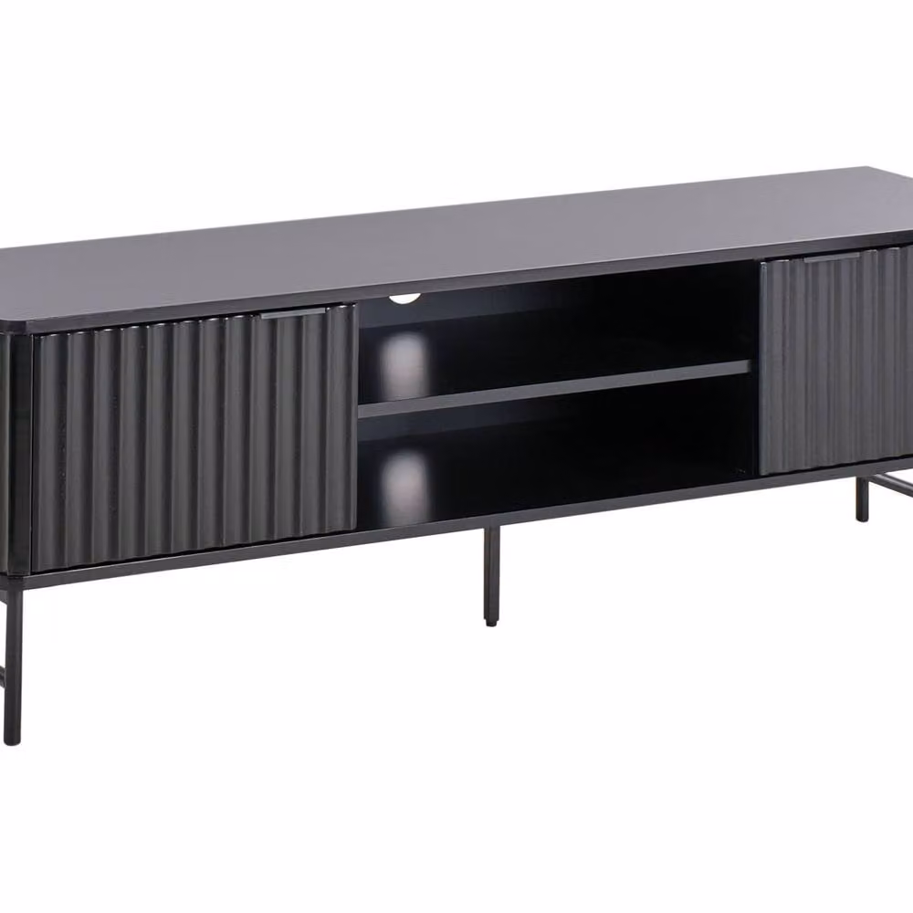 Wyld and Coco Everluxe Industrial TV Stand in Black MDF and Metal, W: 140 cm, D: 40 cm, H: 46 cm – 2