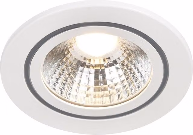 Nordlux Alec Recessed LED Downlight, White Plastic, IP44, 3000k Warm White, Dimmable