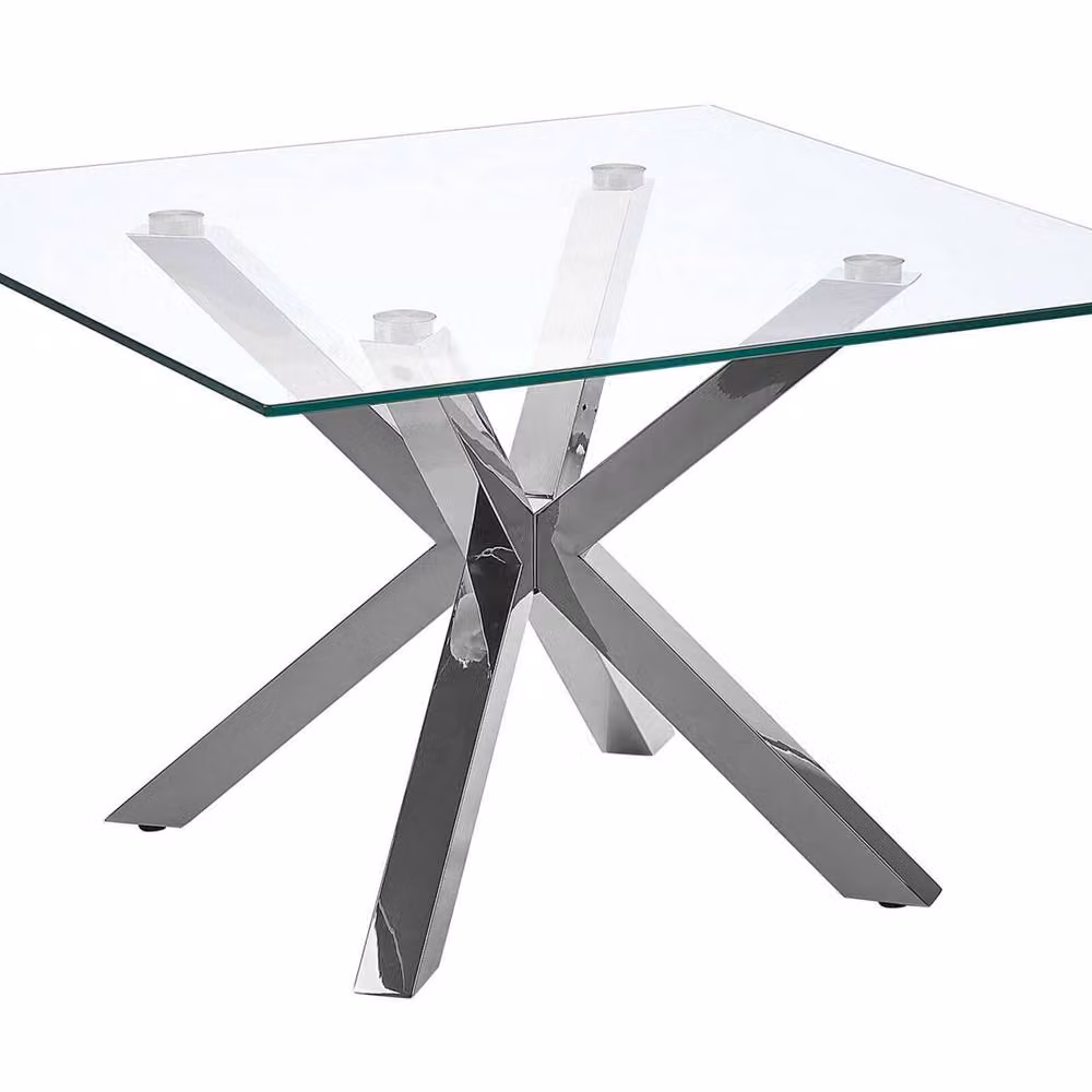 Wyld and Coco Modern Square Glass Coffee Table in Silver, W/D/H: 70 x 70 x 44 cm – 2