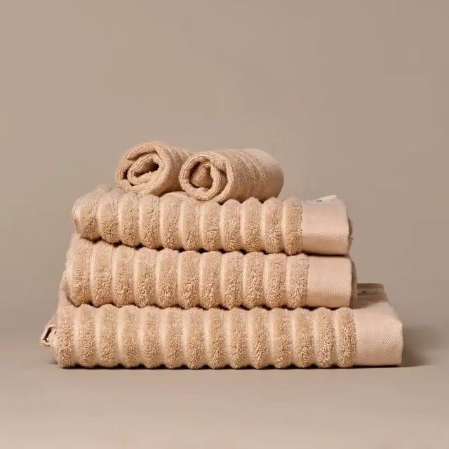 Misona Pack of 2 Luxury Organic GOTS Cotton Hand Towels, 650GSM, Beige, W: 50 cm, L: 90 cm