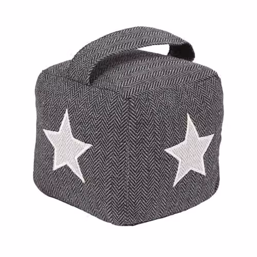 Nicola Spring Herringbone Fabric Door Stop, Star, Grey