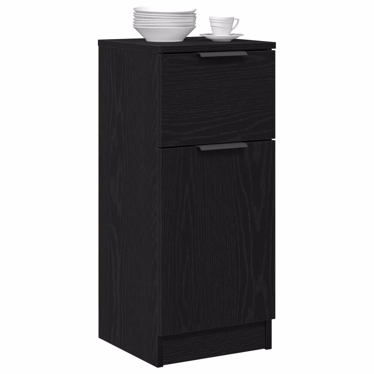 Berkfield Home Black Oak Sideboard in Matt Black MDF, W/D/H: 30 x 30 x 70 cm – 3