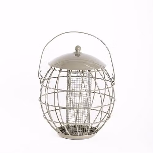 Happy Beaks Orbital Squirrel Proof Bird Feeder in Sage Green Steel Cage for Fat Balls, Peanuts, Seeds and Suet – 1