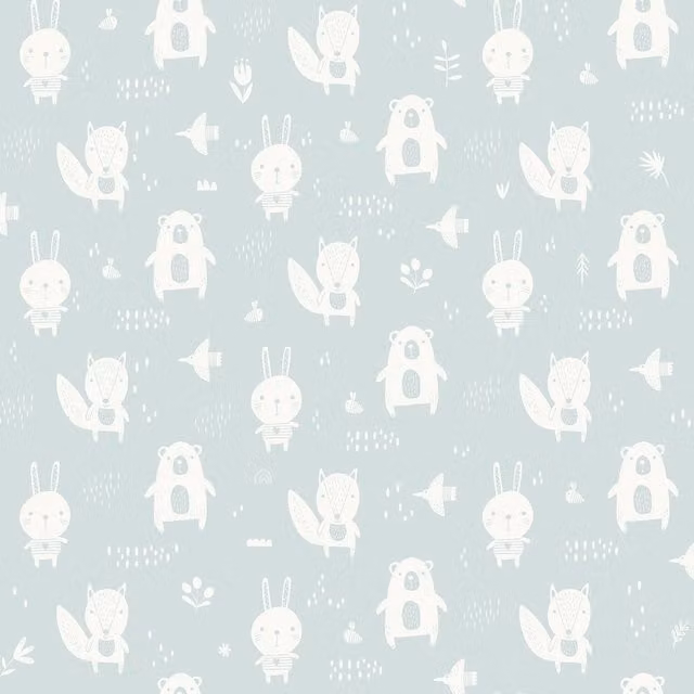 Muriva Little Critters Duck Egg Blue Animal Print Childrens Room Decor
