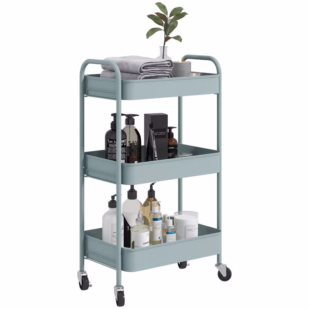 ERGOVEXA Three-Tier Metal Storage Trolley in Blue – 2