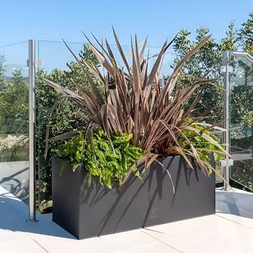 Primrose Gunmetal Black and Grey Galvanised Steel Rectangular Garden Planter Tub W: 100 cm, D: 40 cm, H: 40 cm – 6