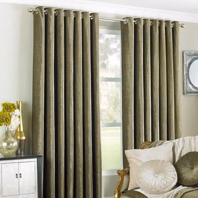 Paoletti Wellesley Brown Velvet Eyelet Curtains, Width: 229 cm, Drop: 229 cm