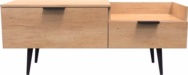 Ready Assembled 2 U Fuji TV Console Unit in Sand and Brown Wood Finish