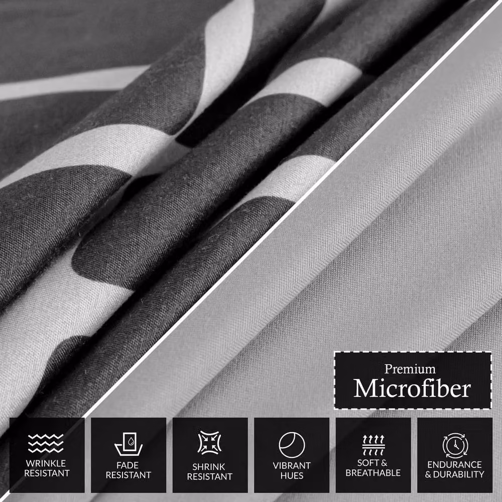 Grace Premium 4 Pack Microfibre Duvet Cover Set with Fitted Sheet and Pillowcases in Black, Single Size – 5