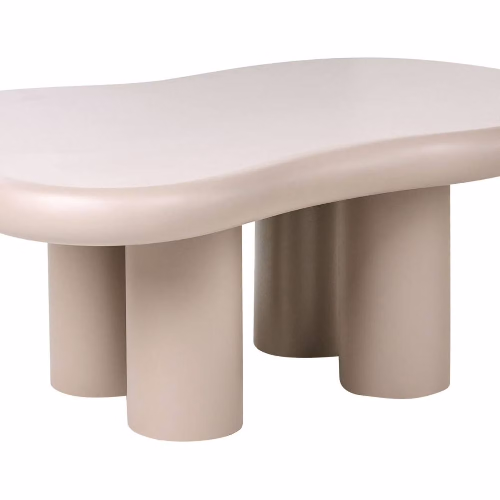 Wyld and Coco Beige Oval Coffee Table with Lacquered MDF Top W: 100 cm, D: 70 cm, H: 40 cm – 2
