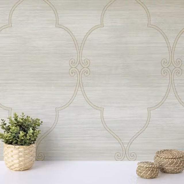 Wallquest Abstract Striped Classic Wallpaper in Beige and Green