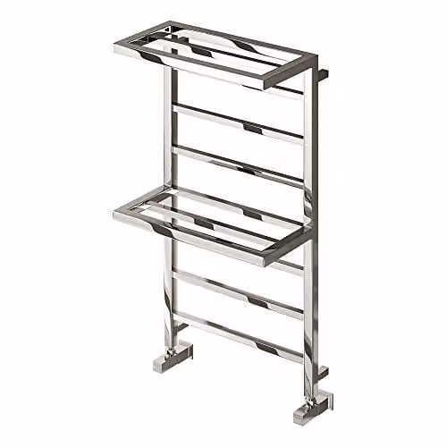 Bathroom Kingdom Elvina Chrome Heated Towel Rail, Silver, H: 100 cm, W: 50 cm