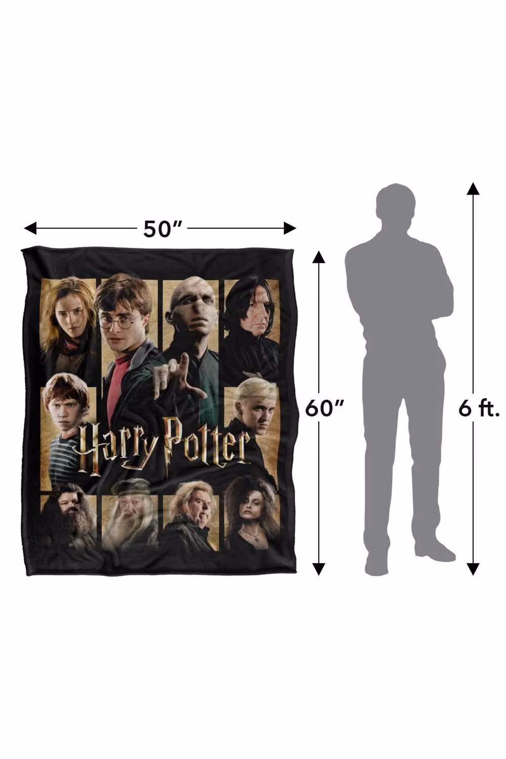 LOGOVISION Harry Potter Heroes and Villains Squares Silky Touch Super Soft Fleece Throw Blanket, Multicolour, W: 91.44 cm, L: 147.32 cm – 8