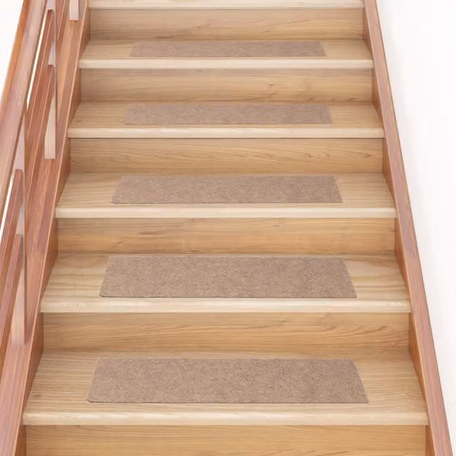 Berkfield Home Self-adhesive Rectangular Stair Mats, 15 Pieces, Light Brown, W: 76 cm, D: 20 cm