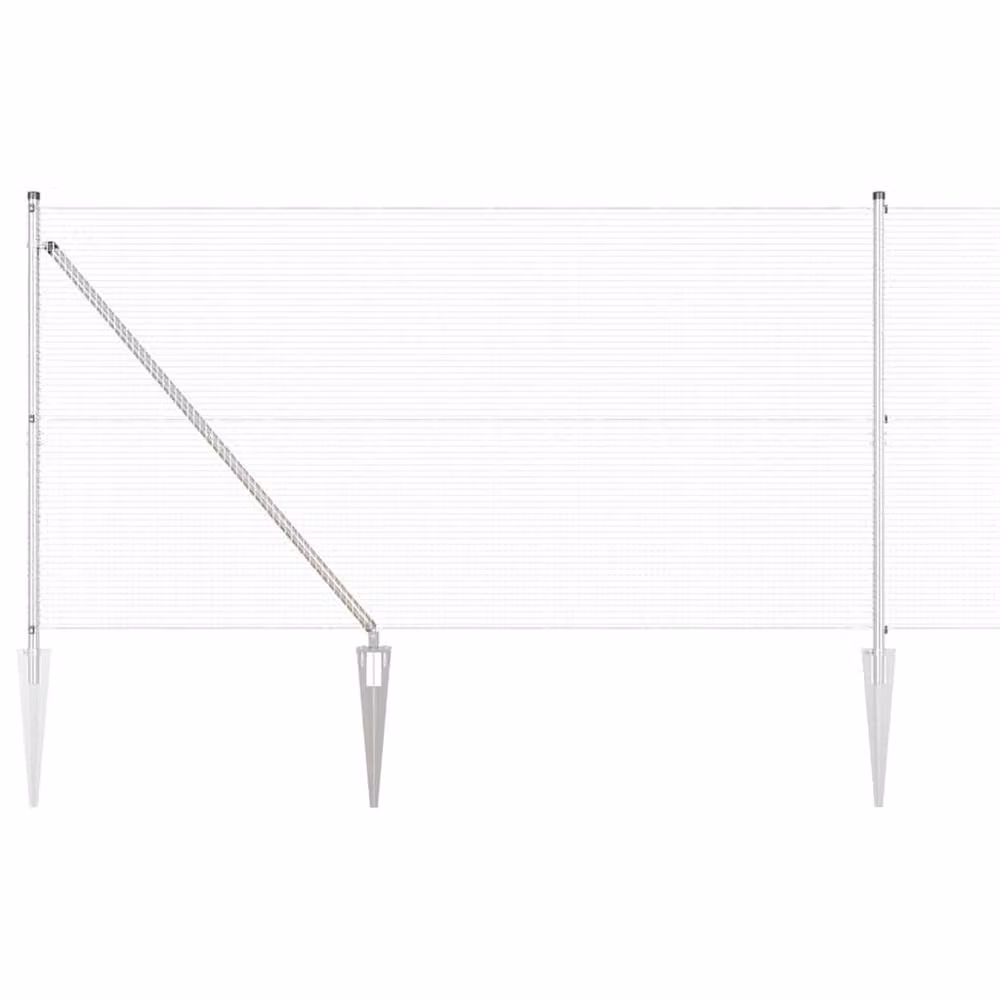 Berkfield Home Modern Welded Wire Fence with 13 Spike Posts, Galvanised Steel, Silver, 1.4 x 50 m – 2